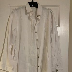 White Button Down Long Sleeve Top